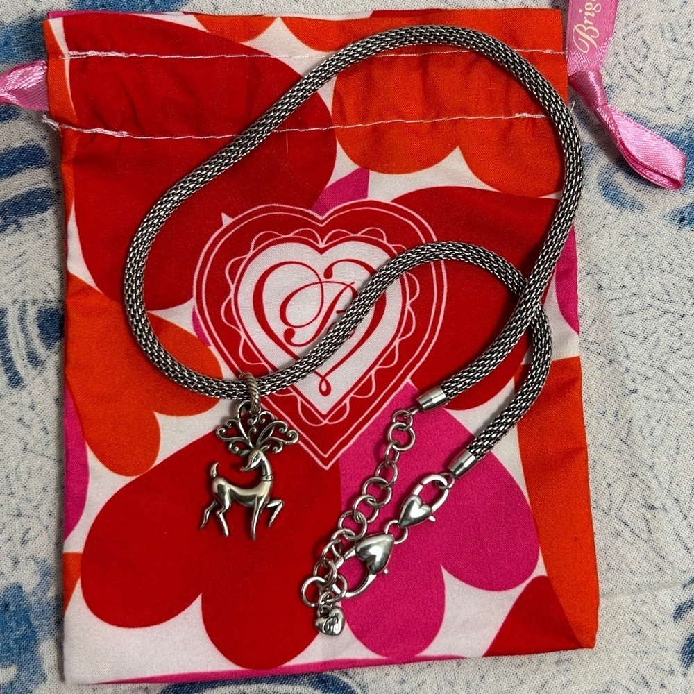 Brighton Beverly Glam Necklace & Reindeer Charm Silver Plated & Cloth Bag - Picture 9 of 13